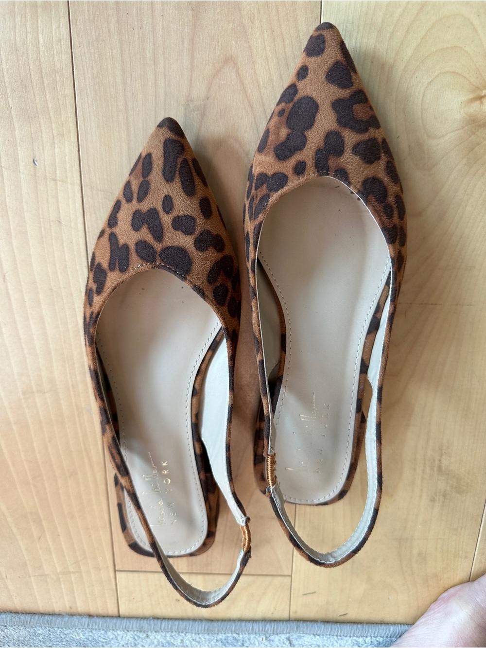 Nicole Miller Leopard-Print Pointed Slingback Flats - Brown/Black